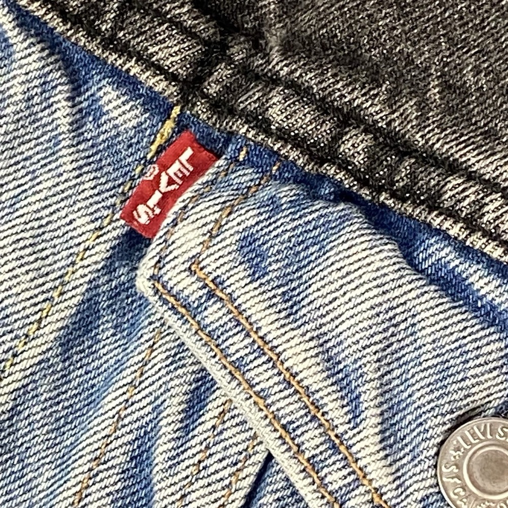 Levi's Premium Type III Trucker Jacket Mens M Color Block Black Charcoal Denim - Picture 7 of 16